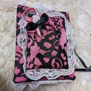 80s Vintage Handmade Photo Album Lace Neon Pink Dolly Lolita Coquette Glam Goth